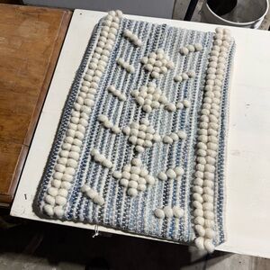 Anaya Blue and Cream Textured Accent Pillow